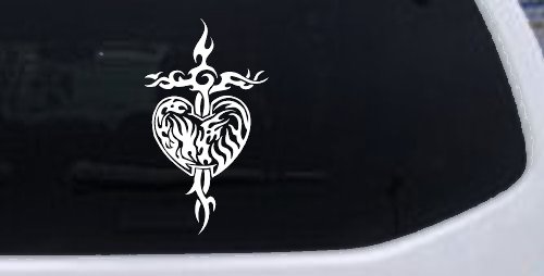 Tribal Heart and Cross Car or Truck Window Decal Sticker