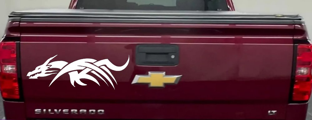 Tribal Dragon Car or Truck Window Decal Sticker (White)
