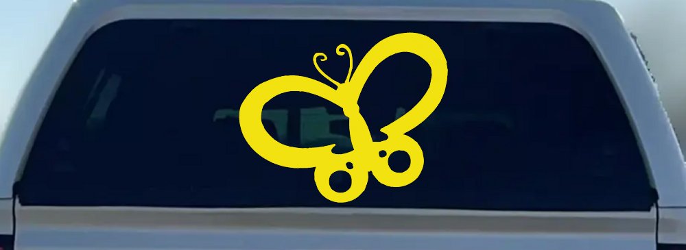 Butterfly Butterflies Car or Truck Window Decal Sticker (Yellow)