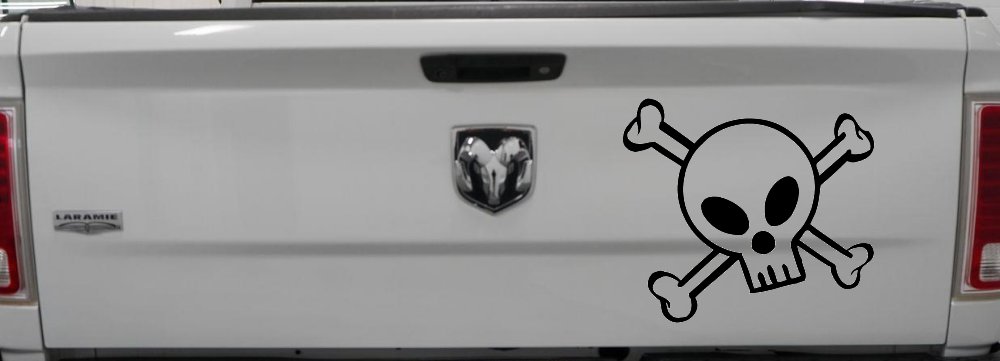 Cute Skull And Cross Bones Car or Truck Window Vinyl Decal Sticker (Black)