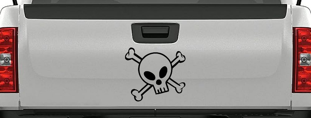 Cute Skull And Cross Bones Car or Truck Window Decal Sticker (Black)