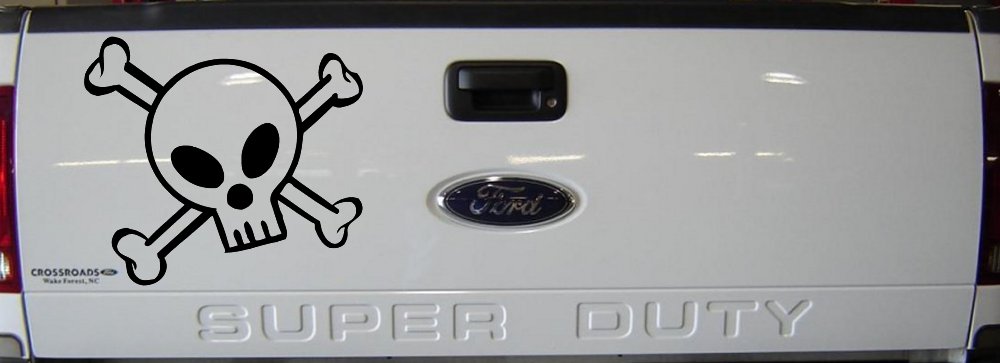Cute Skull And Cross Bones Car or Truck Window Decal Sticker (Black)