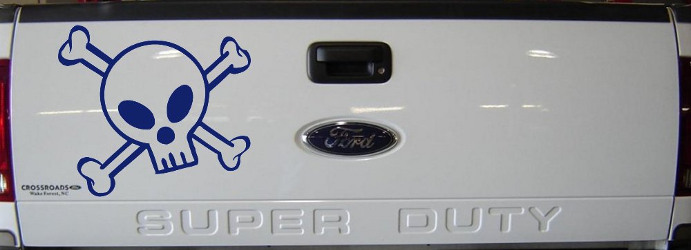 Cute Skull And Cross Bones Car or Truck Window Decal Sticker (Navy)