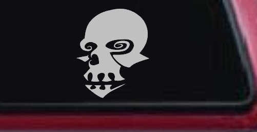 Tribal Skull Mask Car or Truck Window Decal Sticker (Light Gray)