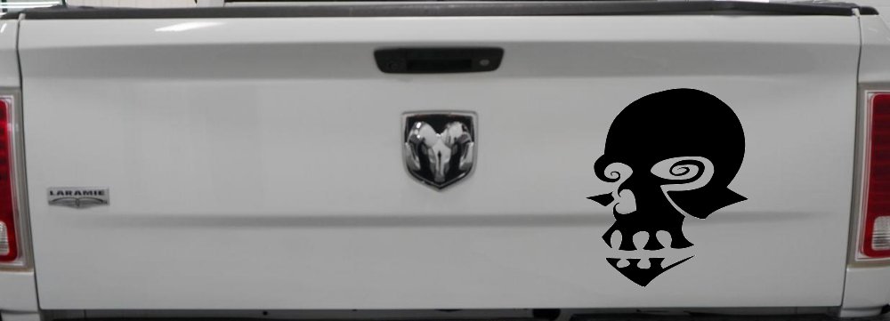 Tribal Skull Mask Car or Truck Window Decal Sticker (Matte Black)