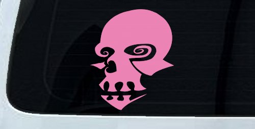 Tribal Skull Mask Car or Truck Window Decal Sticker (Pink)