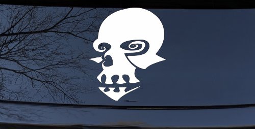 Tribal Skull Mask Decal Car Truck Window Vinyl Sticker (White)