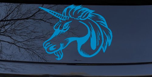 Unicorn Head Car or Truck Window Decal Sticker (Blue)