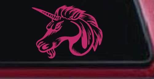 Unicorn Head Car or Truck Window Decal Sticker (Hot Pink)