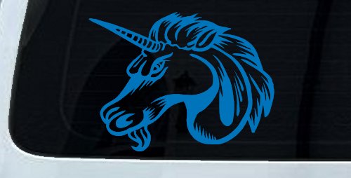 Unicorn Head Car or Truck Window Decal Sticker (Sky Blue)