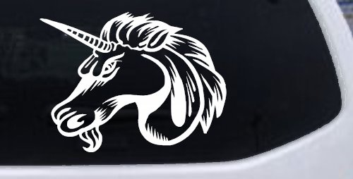 Unicorn Head Car or Truck Window Decal Sticker (White)