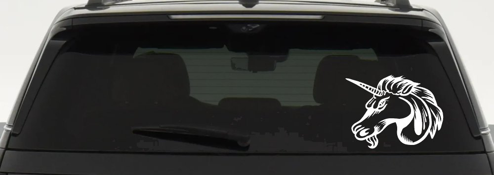 Unicorn Head Car or Truck Window Decal Sticker (White)