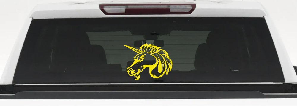 Unicorn Head Car or Truck Window Decal Sticker (Yellow)