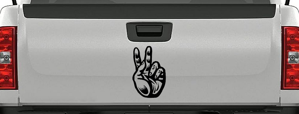 Peace Hand Sign Decal for Car Truck Window - Vinyl Sticker (Black)