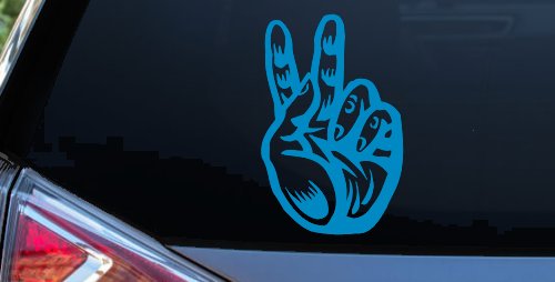 Peace Hand Sign Decal for Car Truck Window - Vinyl Sticker (Blue)