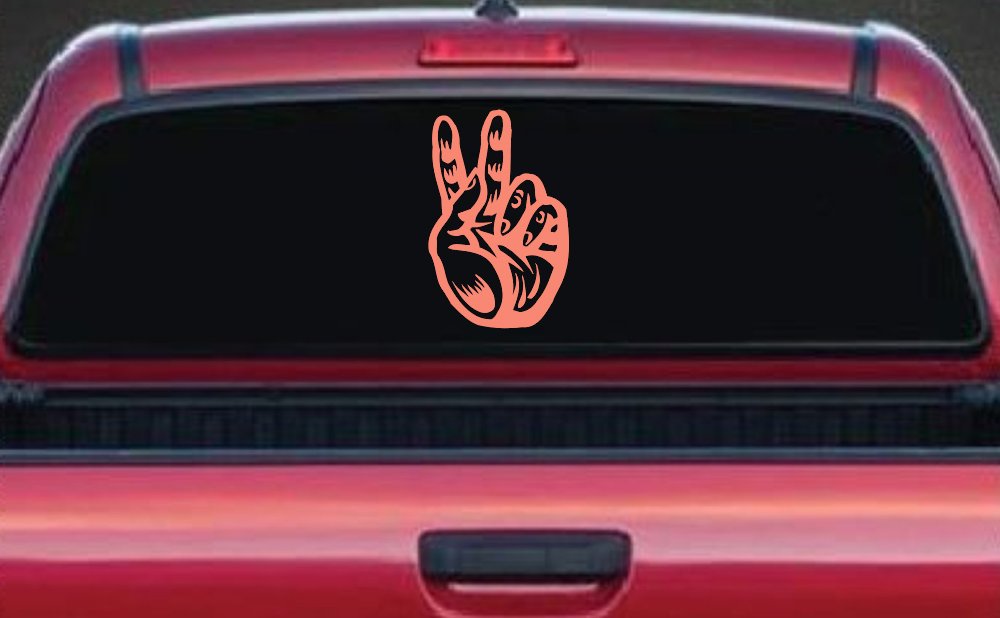 Peace Hand Sign Car or Truck Window Decal Sticker (Coral)