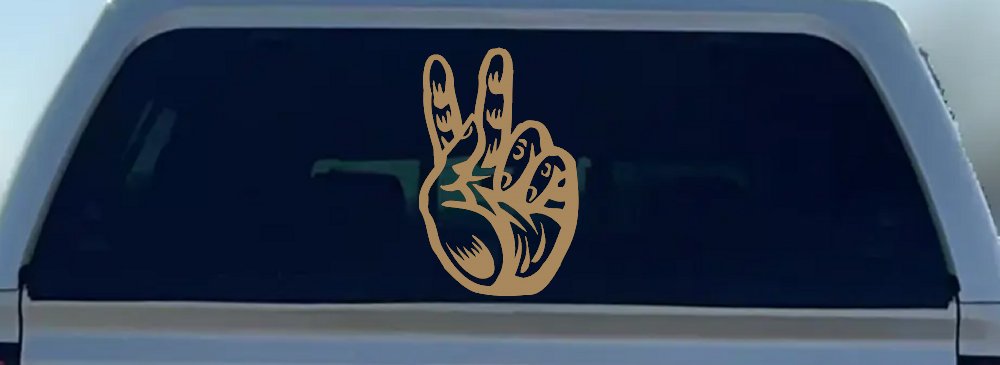 Peace Hand Sign Car or Truck Window Decal Sticker (Light Brown)