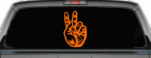 Peace Hand Sign Car or Truck Window Decal Sticker (Orange)