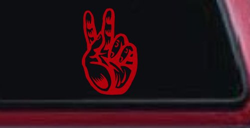 Peace Hand Sign Decal for Car Truck Window - Vinyl Sticker (Red)