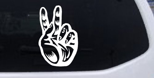 Peace Hand Sign Car or Truck Window Decal Sticker (White)