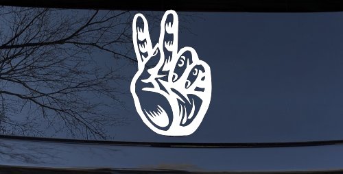 Peace Hand Sign Car or Truck Window Decal Sticker (White)