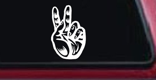 Peace Hand Sign Car or Truck Window Decal Sticker (White)
