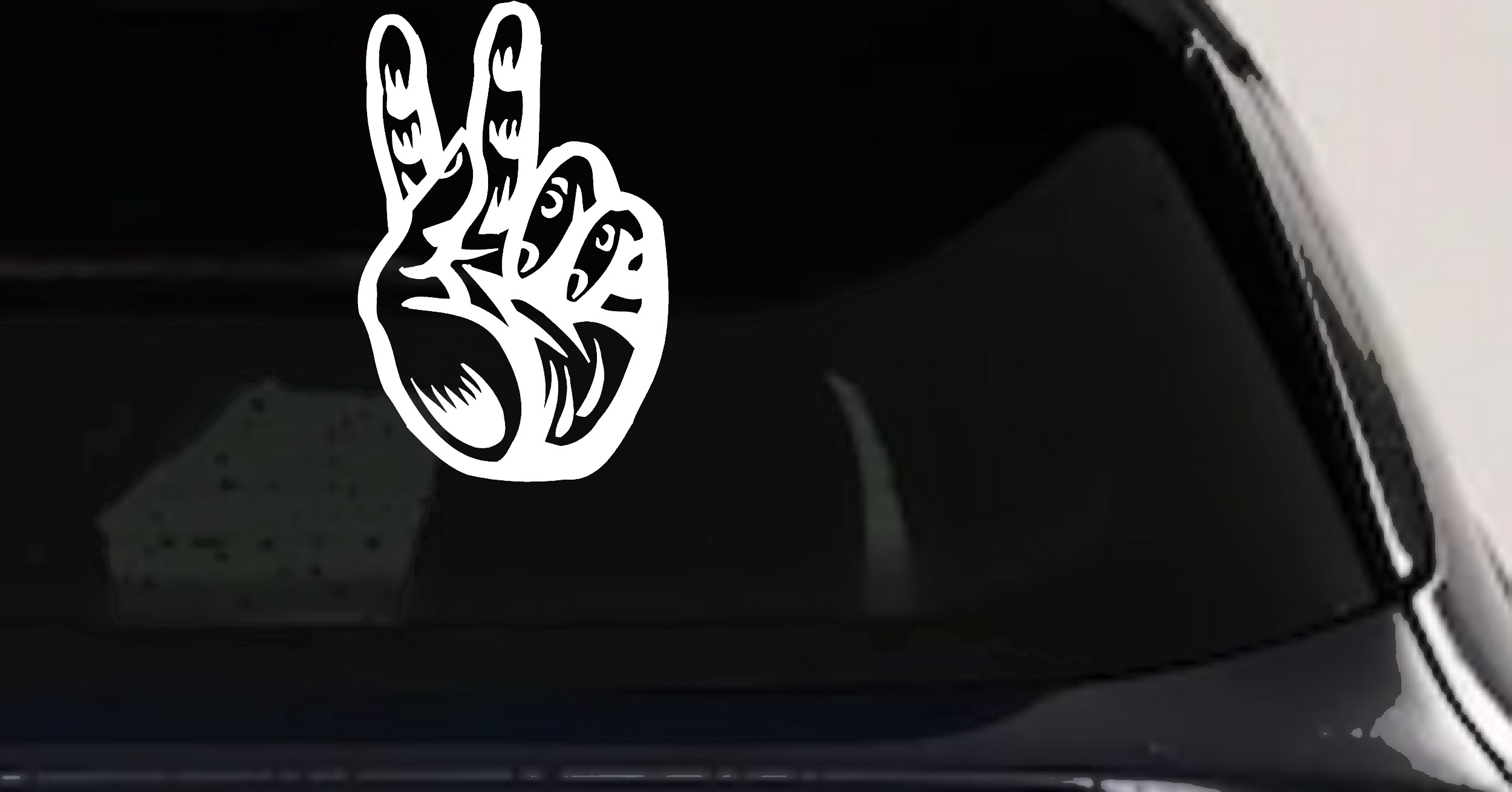 Peace Hand Sign Decal for Car Truck Window - Vinyl Sticker (White)