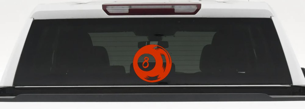 Eight 8 Ball Car or Truck Window Decal Sticker (Orange Red)