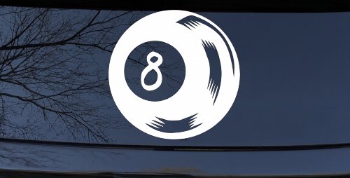 Eight 8 Ball Car or Truck Window Decal Sticker (White)