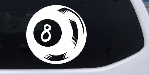 Eight 8 Ball Car or Truck Window Decal Sticker (White)