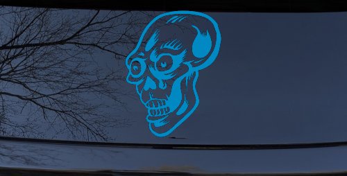 Big Eyed Skull Car or Truck Window Decal Sticker (Blue)