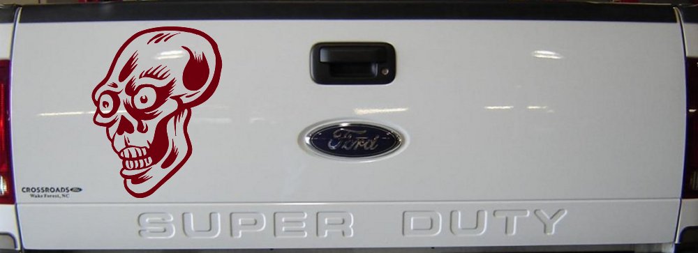 Big Eyed Skull Car Truck Window Decal Sticker Vinyl Art (Burgundy)