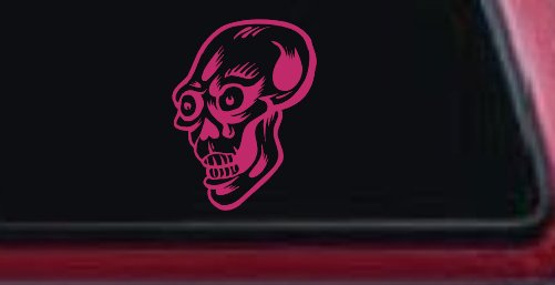 Big Eyed Skull Car or Truck Window Decal Sticker (Hot Pink)