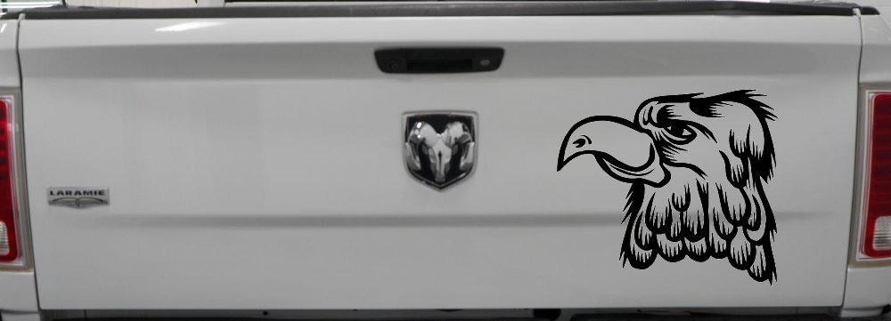 Cartoon Eagle Head Car or Truck Window Decal Sticker (Black)