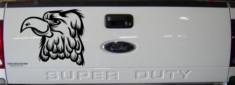 Cartoon Eagle Head Decal Sticker for Car Truck Window Decor Fun Vinyl (Black)