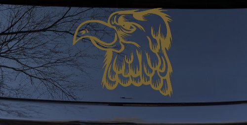 Cartoon Eagle Head Car or Truck Window Decal Sticker (Gold)