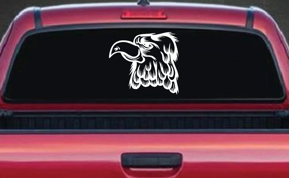 Cartoon Eagle Head Car or Truck Window Decal Sticker (White)