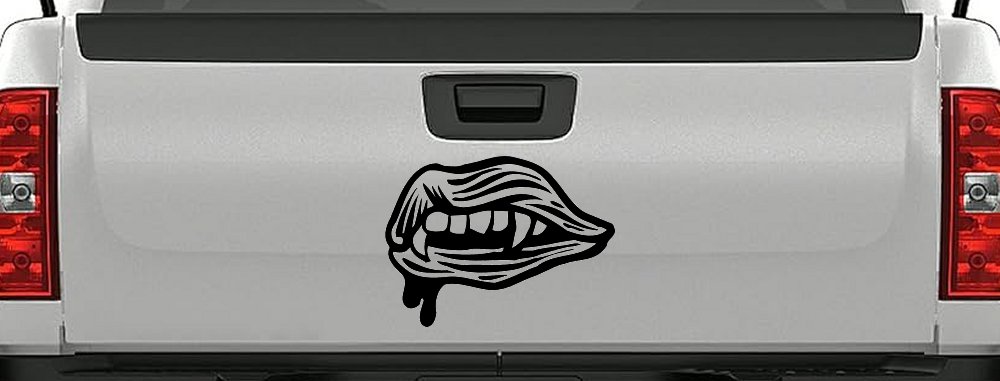 Vampire Mouth Fangs Lips Car or Truck Window Decal Sticker