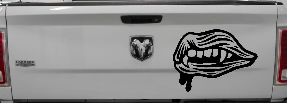 Vampire Mouth Fangs Lips Car or Truck Window Decal Sticker