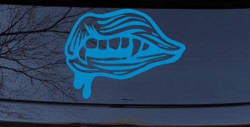 Vampire Mouth Fangs Lips Car or Truck Window Decal Sticker (Blue)