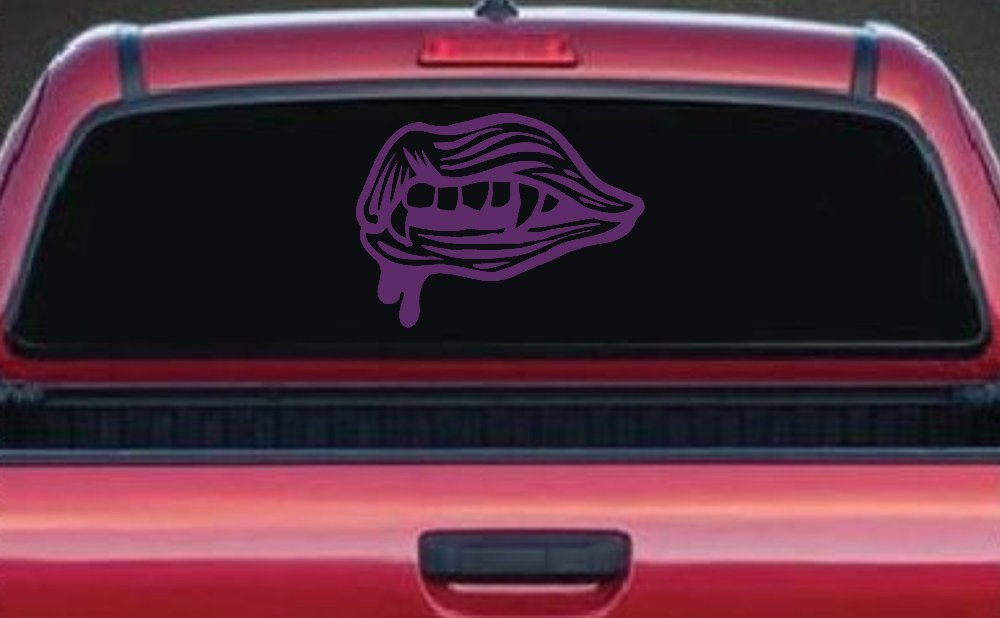 Vampire Fangs Lips Decal - Car Truck Window Vinyl Sticker (Violet)