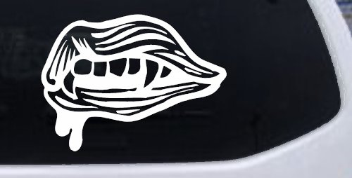 Vampire Mouth Fangs Lips Car or Truck Window Decal Sticker