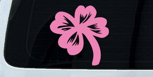 Four Leaf Clover Car or Truck Window Decal Sticker (Pink)