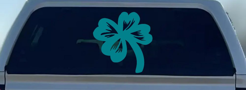 Four Leaf Clover Car or Truck Window Decal Sticker (Turquoise Blue)