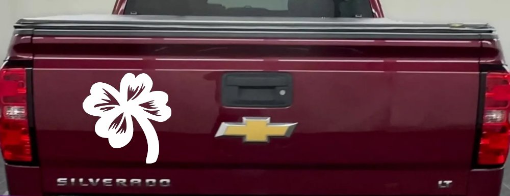 Four Leaf Clover Car or Truck Window Decal Sticker (White)