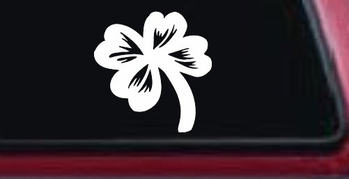 Four Leaf Clover Car or Truck Window Decal Sticker (White)
