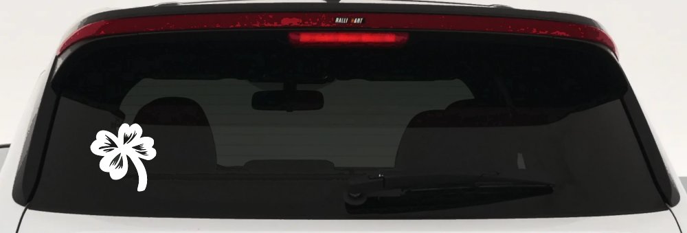 Four Leaf Clover Car or Truck Window Decal Sticker (White)