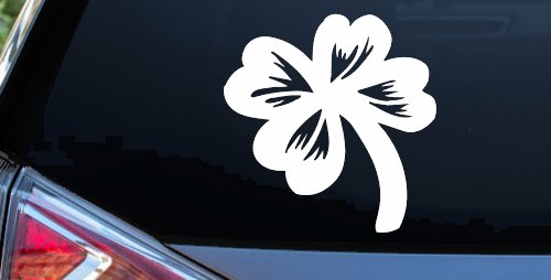 Four Leaf Clover Car or Truck Window Decal Sticker (White)