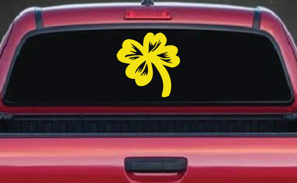Four Leaf Clover Car or Truck Window Decal Sticker (Yellow)