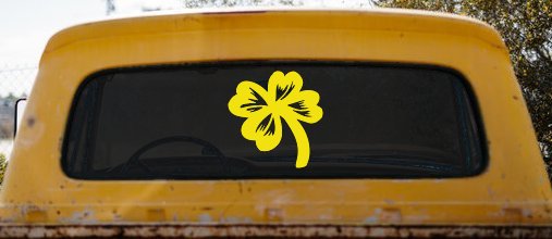 Four Leaf Clover Car or Truck Window Decal Sticker (Yellow)